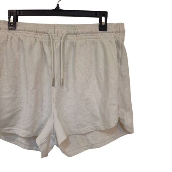 H&M Women's Ivory Cotton/Poly Knit Drawstring Sweatshorts w Pockets - Picture 4 of 9